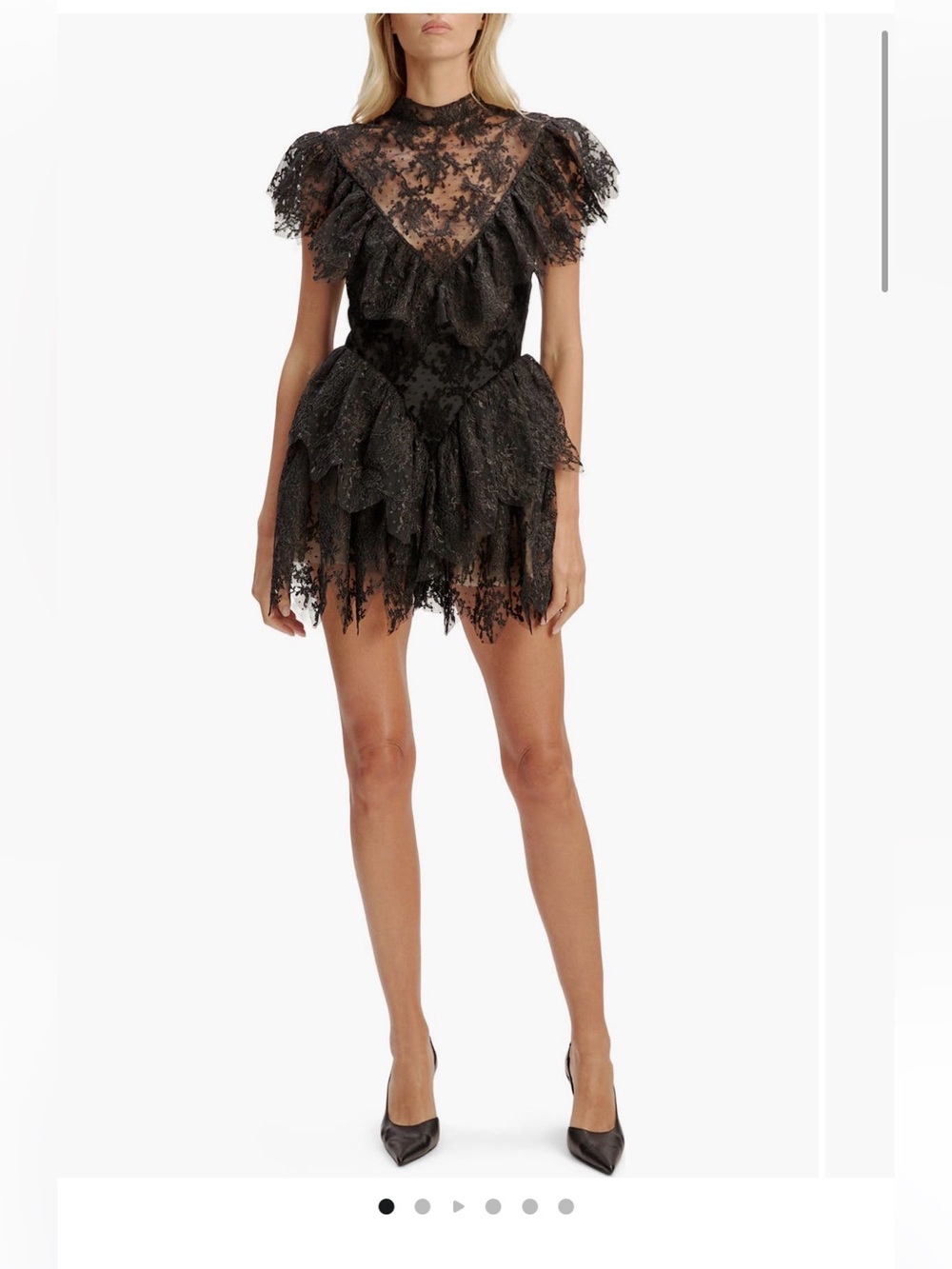 Bardot Black Lace Ruffle Mini Dress